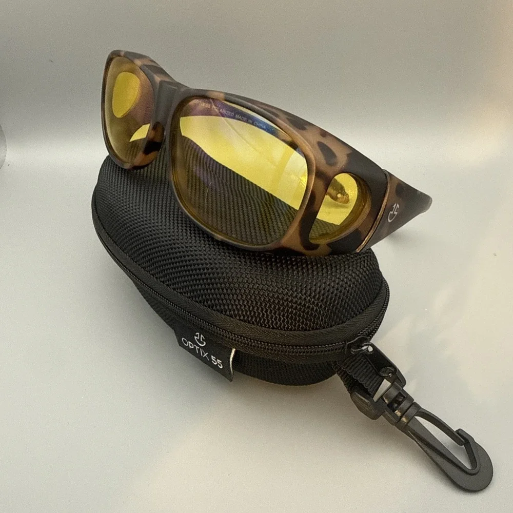 Optix 55 Polarized Wrap Around Tortoise Frame/Yellow LensShield W/Case Authenic